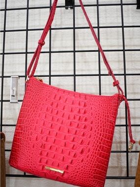 Brahmin Red Croc-Embossed Shoulder Bag